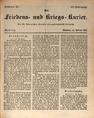 Der Friedens- u. Kriegs-Kurier (Nürnberger Friedens- und Kriegs-Kurier) Montag 29. Februar 1836