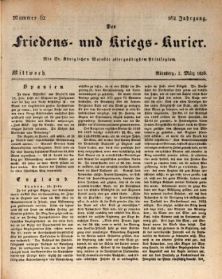 Der Friedens- u. Kriegs-Kurier (Nürnberger Friedens- und Kriegs-Kurier) Mittwoch 2. März 1836