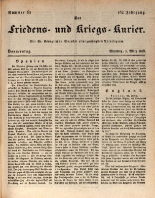 Der Friedens- u. Kriegs-Kurier (Nürnberger Friedens- und Kriegs-Kurier) Donnerstag 3. März 1836