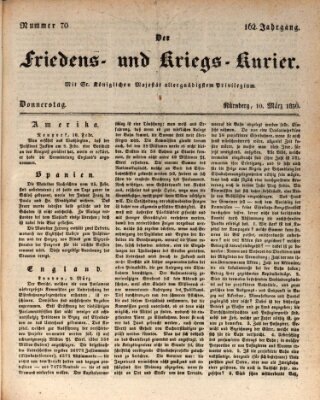 Der Friedens- u. Kriegs-Kurier (Nürnberger Friedens- und Kriegs-Kurier) Donnerstag 10. März 1836