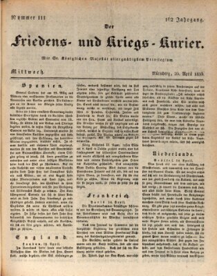 Der Friedens- u. Kriegs-Kurier (Nürnberger Friedens- und Kriegs-Kurier) Mittwoch 20. April 1836