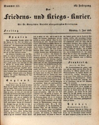 Der Friedens- u. Kriegs-Kurier (Nürnberger Friedens- und Kriegs-Kurier) Freitag 3. Juni 1836