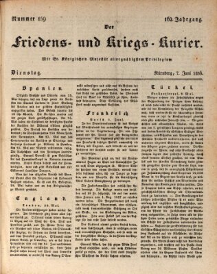 Der Friedens- u. Kriegs-Kurier (Nürnberger Friedens- und Kriegs-Kurier) Dienstag 7. Juni 1836