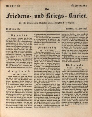 Der Friedens- u. Kriegs-Kurier (Nürnberger Friedens- und Kriegs-Kurier) Mittwoch 15. Juni 1836