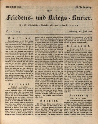 Der Friedens- u. Kriegs-Kurier (Nürnberger Friedens- und Kriegs-Kurier) Freitag 17. Juni 1836