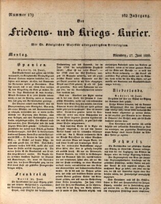 Der Friedens- u. Kriegs-Kurier (Nürnberger Friedens- und Kriegs-Kurier) Montag 27. Juni 1836