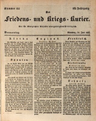 Der Friedens- u. Kriegs-Kurier (Nürnberger Friedens- und Kriegs-Kurier) Donnerstag 30. Juni 1836