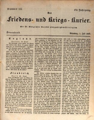 Der Friedens- u. Kriegs-Kurier (Nürnberger Friedens- und Kriegs-Kurier) Samstag 2. Juli 1836