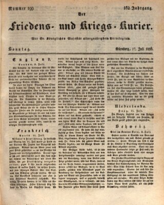 Der Friedens- u. Kriegs-Kurier (Nürnberger Friedens- und Kriegs-Kurier) Sonntag 17. Juli 1836