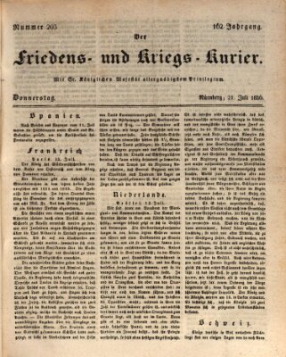 Der Friedens- u. Kriegs-Kurier (Nürnberger Friedens- und Kriegs-Kurier) Donnerstag 21. Juli 1836