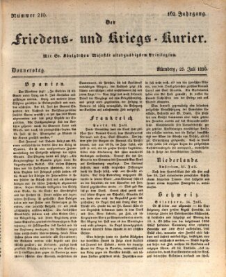 Der Friedens- u. Kriegs-Kurier (Nürnberger Friedens- und Kriegs-Kurier) Donnerstag 28. Juli 1836