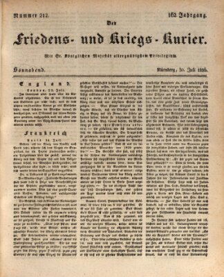 Der Friedens- u. Kriegs-Kurier (Nürnberger Friedens- und Kriegs-Kurier) Samstag 30. Juli 1836