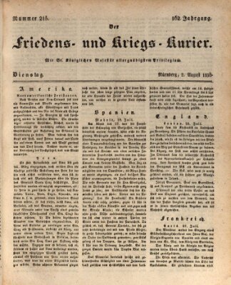 Der Friedens- u. Kriegs-Kurier (Nürnberger Friedens- und Kriegs-Kurier) Dienstag 2. August 1836