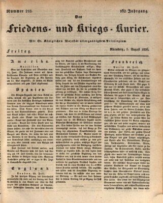 Der Friedens- u. Kriegs-Kurier (Nürnberger Friedens- und Kriegs-Kurier) Freitag 5. August 1836