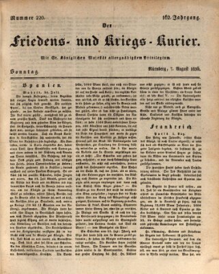 Der Friedens- u. Kriegs-Kurier (Nürnberger Friedens- und Kriegs-Kurier) Sonntag 7. August 1836