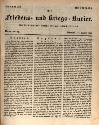 Der Friedens- u. Kriegs-Kurier (Nürnberger Friedens- und Kriegs-Kurier) Donnerstag 11. August 1836