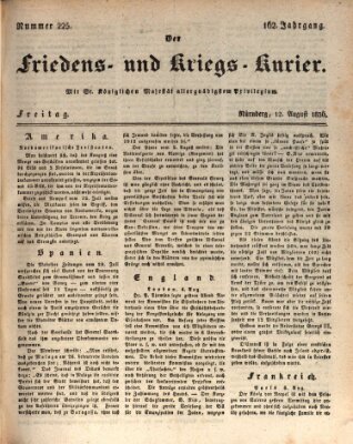 Der Friedens- u. Kriegs-Kurier (Nürnberger Friedens- und Kriegs-Kurier) Freitag 12. August 1836