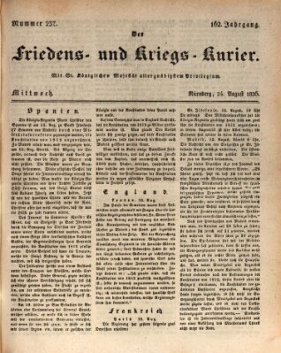 Der Friedens- u. Kriegs-Kurier (Nürnberger Friedens- und Kriegs-Kurier) Mittwoch 24. August 1836