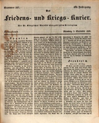 Der Friedens- u. Kriegs-Kurier (Nürnberger Friedens- und Kriegs-Kurier) Samstag 3. September 1836