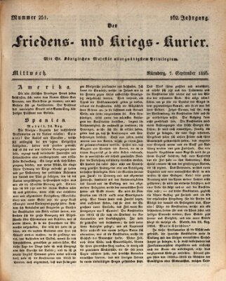 Der Friedens- u. Kriegs-Kurier (Nürnberger Friedens- und Kriegs-Kurier) Mittwoch 7. September 1836