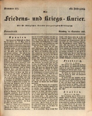 Der Friedens- u. Kriegs-Kurier (Nürnberger Friedens- und Kriegs-Kurier) Samstag 10. September 1836