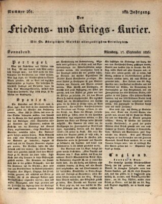 Der Friedens- u. Kriegs-Kurier (Nürnberger Friedens- und Kriegs-Kurier) Samstag 17. September 1836