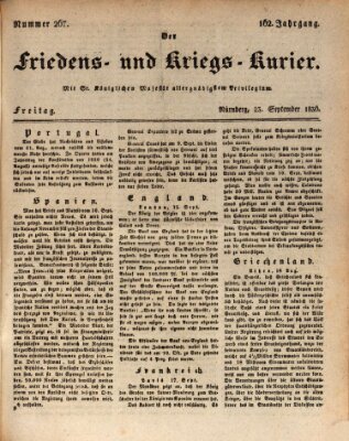 Der Friedens- u. Kriegs-Kurier (Nürnberger Friedens- und Kriegs-Kurier) Freitag 23. September 1836