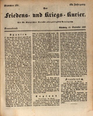 Der Friedens- u. Kriegs-Kurier (Nürnberger Friedens- und Kriegs-Kurier) Samstag 24. September 1836