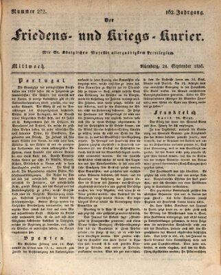 Der Friedens- u. Kriegs-Kurier (Nürnberger Friedens- und Kriegs-Kurier) Mittwoch 28. September 1836