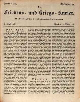 Der Friedens- u. Kriegs-Kurier (Nürnberger Friedens- und Kriegs-Kurier) Samstag 1. Oktober 1836