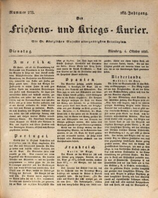 Der Friedens- u. Kriegs-Kurier (Nürnberger Friedens- und Kriegs-Kurier) Dienstag 4. Oktober 1836