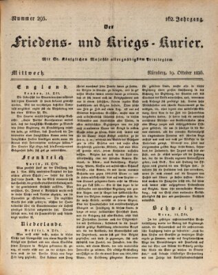 Der Friedens- u. Kriegs-Kurier (Nürnberger Friedens- und Kriegs-Kurier) Mittwoch 19. Oktober 1836