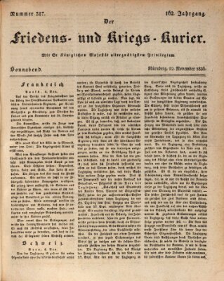 Der Friedens- u. Kriegs-Kurier (Nürnberger Friedens- und Kriegs-Kurier) Samstag 12. November 1836