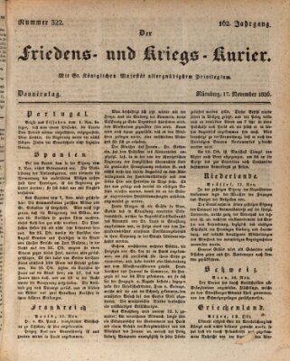 Der Friedens- u. Kriegs-Kurier (Nürnberger Friedens- und Kriegs-Kurier) Donnerstag 17. November 1836