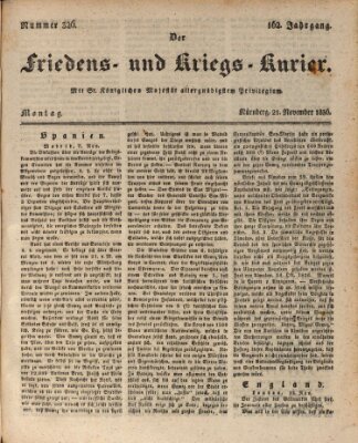 Der Friedens- u. Kriegs-Kurier (Nürnberger Friedens- und Kriegs-Kurier) Montag 21. November 1836