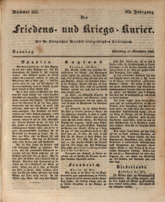 Der Friedens- u. Kriegs-Kurier (Nürnberger Friedens- und Kriegs-Kurier) Sonntag 27. November 1836