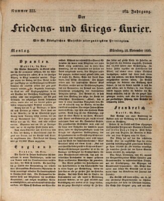 Der Friedens- u. Kriegs-Kurier (Nürnberger Friedens- und Kriegs-Kurier) Montag 28. November 1836