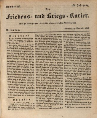 Der Friedens- u. Kriegs-Kurier (Nürnberger Friedens- und Kriegs-Kurier) Dienstag 29. November 1836