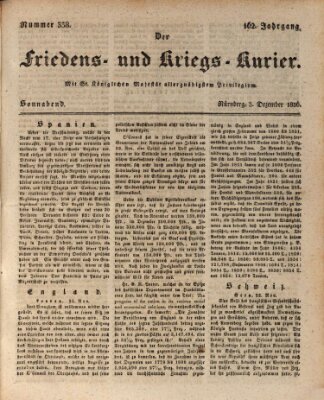 Der Friedens- u. Kriegs-Kurier (Nürnberger Friedens- und Kriegs-Kurier) Samstag 3. Dezember 1836