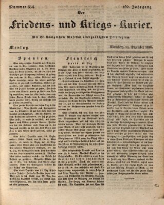 Der Friedens- u. Kriegs-Kurier (Nürnberger Friedens- und Kriegs-Kurier) Montag 19. Dezember 1836