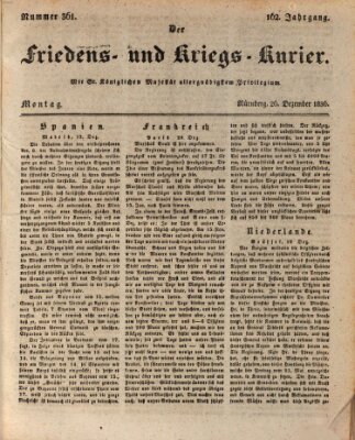 Der Friedens- u. Kriegs-Kurier (Nürnberger Friedens- und Kriegs-Kurier) Montag 26. Dezember 1836