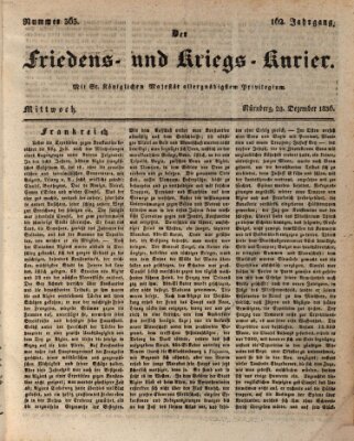 Der Friedens- u. Kriegs-Kurier (Nürnberger Friedens- und Kriegs-Kurier) Mittwoch 28. Dezember 1836