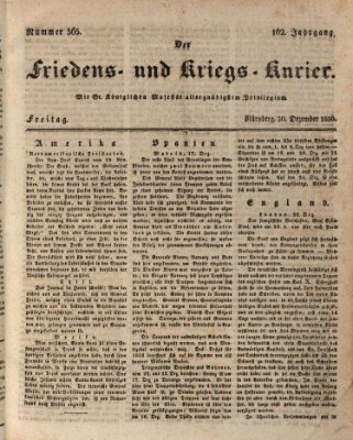 Der Friedens- u. Kriegs-Kurier (Nürnberger Friedens- und Kriegs-Kurier) Freitag 30. Dezember 1836