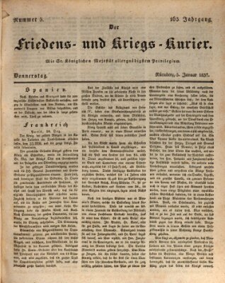 Der Friedens- u. Kriegs-Kurier (Nürnberger Friedens- und Kriegs-Kurier) Donnerstag 5. Januar 1837