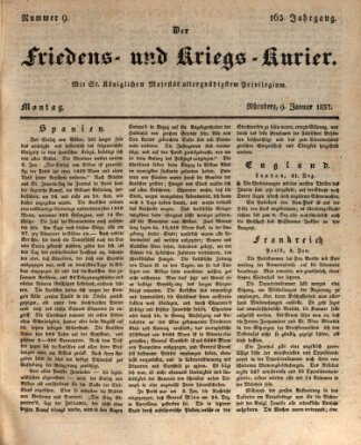 Der Friedens- u. Kriegs-Kurier (Nürnberger Friedens- und Kriegs-Kurier) Montag 9. Januar 1837