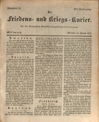Der Friedens- u. Kriegs-Kurier (Nürnberger Friedens- und Kriegs-Kurier) Mittwoch 25. Januar 1837