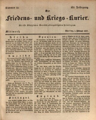 Der Friedens- u. Kriegs-Kurier (Nürnberger Friedens- und Kriegs-Kurier) Mittwoch 1. Februar 1837