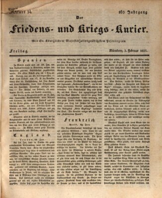 Der Friedens- u. Kriegs-Kurier (Nürnberger Friedens- und Kriegs-Kurier) Freitag 3. Februar 1837