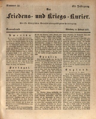 Der Friedens- u. Kriegs-Kurier (Nürnberger Friedens- und Kriegs-Kurier) Samstag 11. Februar 1837