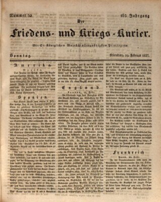 Der Friedens- u. Kriegs-Kurier (Nürnberger Friedens- und Kriegs-Kurier) Sonntag 19. Februar 1837